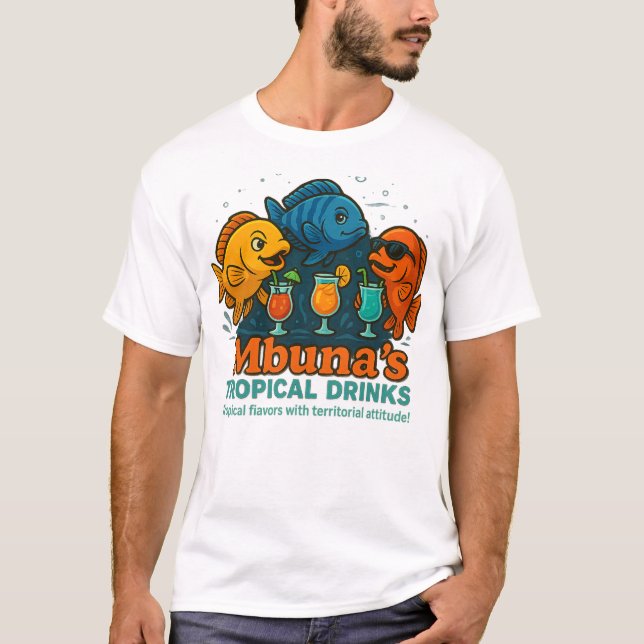 Camiseta Bebidas tropicais de Mbuna - Cichlid de Verão engr (Frente)