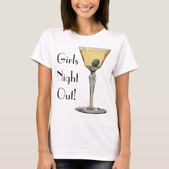 Camiseta Bebidas Vintage, Cocktail de azeitona Martini (Frente)