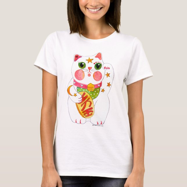 Camiseta Beckoning o gato Maneki Neko (Frente)