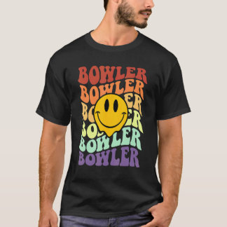 Camiseta beco da equipe de boliches do bowler retro sorri f