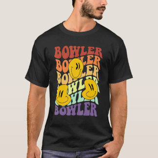 Camiseta beco da equipe de boliches do bowler retro sorri f
