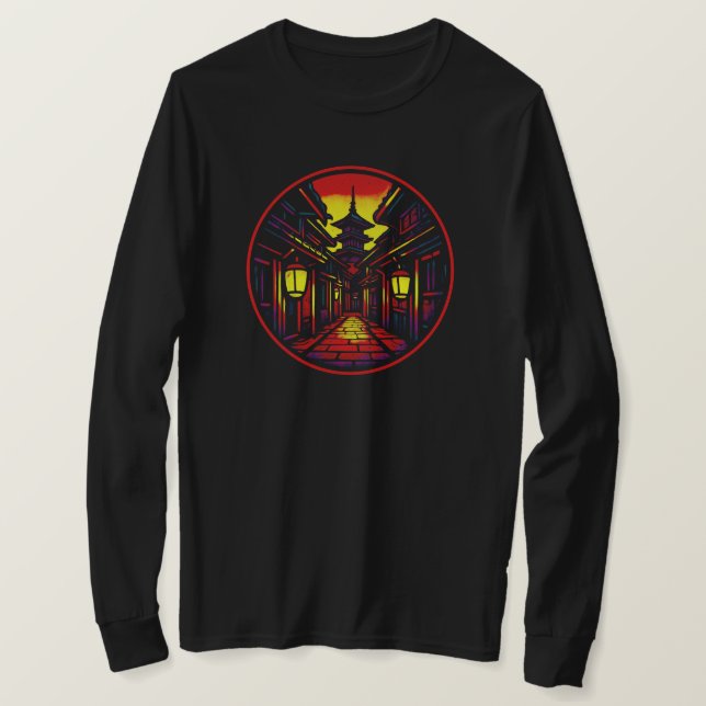 Camiseta Beco Místico Lanterna - Pagoda | APENAS PRETO (Frente do Design)