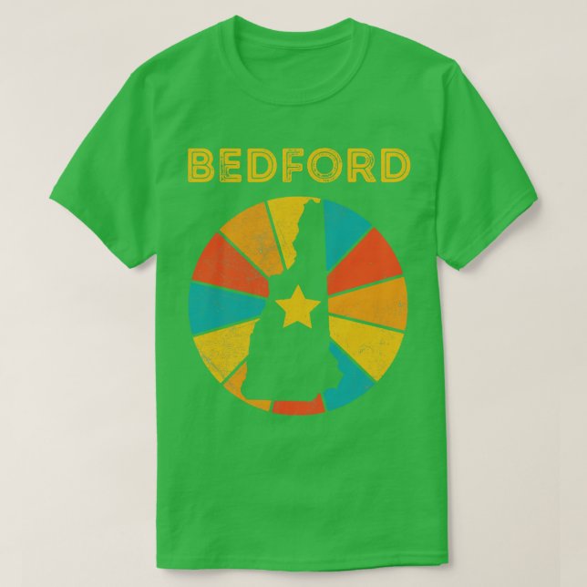 Camiseta Bedford New Hampshire Vintage angustiou Souvenir (Frente do Design)
