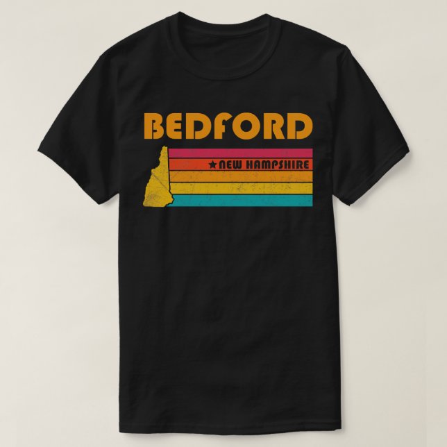 Camiseta Bedford New Hampshire Vintage angustiou Souvenir (Frente do Design)