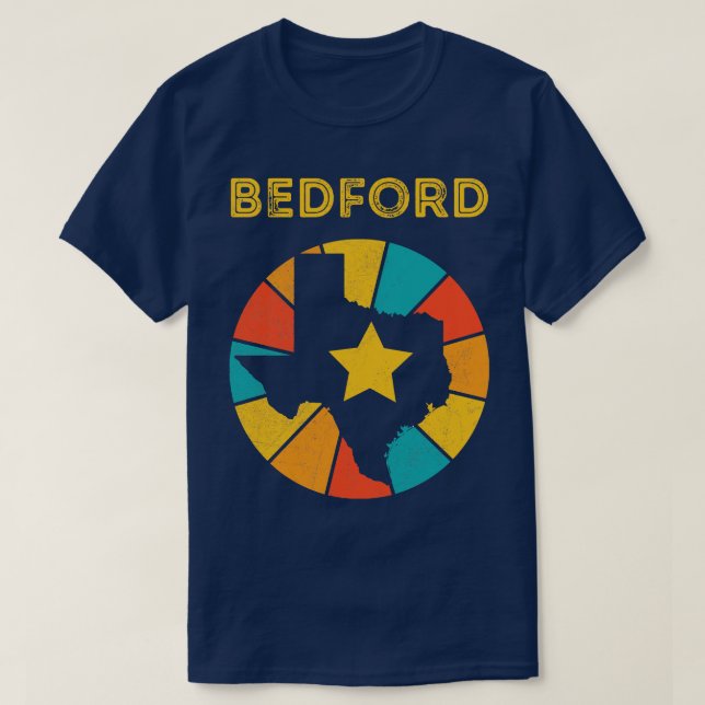 Camiseta Bedford Texas Vintage angustiou Souvenir (Frente do Design)