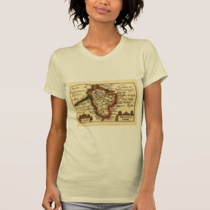 Camiseta Bedfordshire County England Antigo Mapa Antiquário