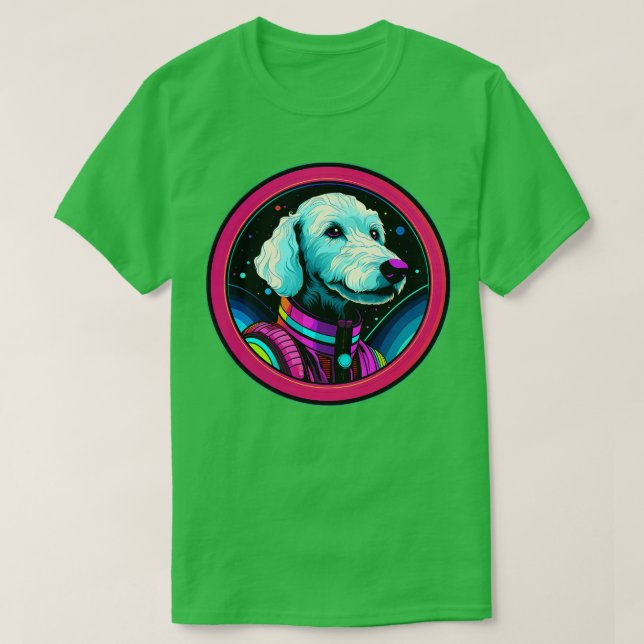 Camiseta Bedlington Terrier Dog Engraçado Astronauta Cósmic (Frente do Design)