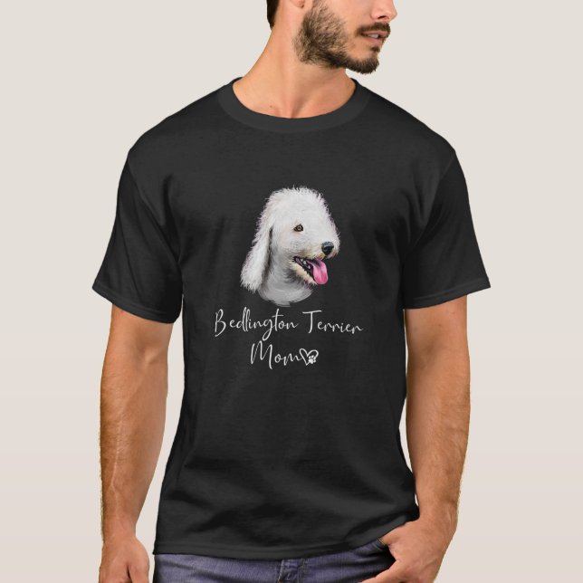 Camiseta Bedlington Terrier Mãe Cachorro Cachorro Bonito (Frente)