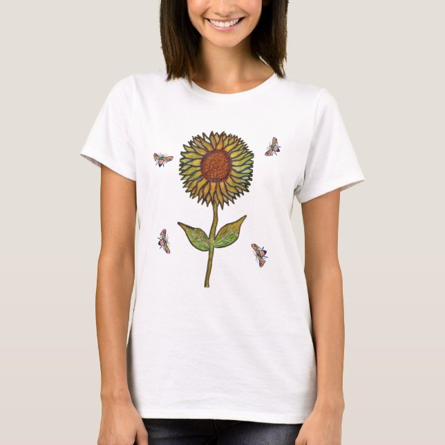 Camiseta Bee And Sunflower Womens T-Shirt (Frente)