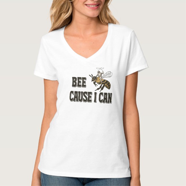 Camiseta Bee Cause I Can – Vaqueiro Divertido Mont (Frente)