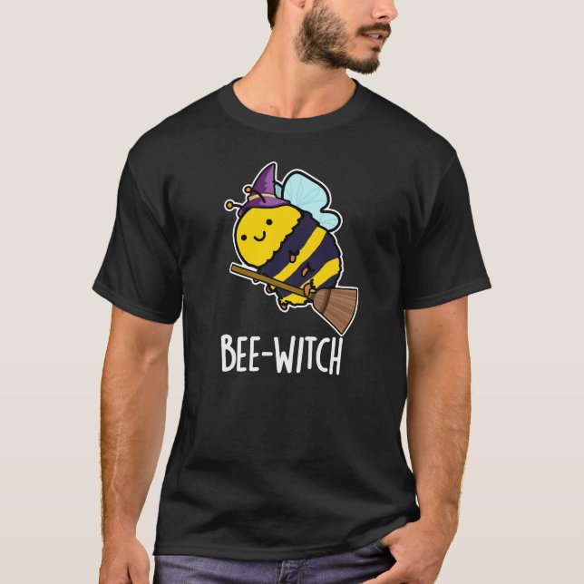 Camiseta Bee feiticeiro Engraçado Bee Pun Dark BG (Frente)
