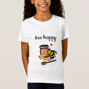 Camiseta Bee feliz, linda, amarela, arte das palavras