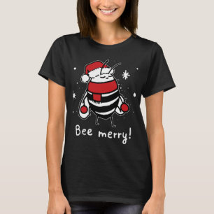 Camiseta Bee Feliz Natal - abelha veste santa hat Xmas Gif
