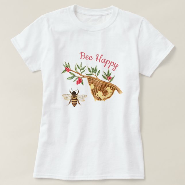 Camiseta Bee Happy (Frente do Design)