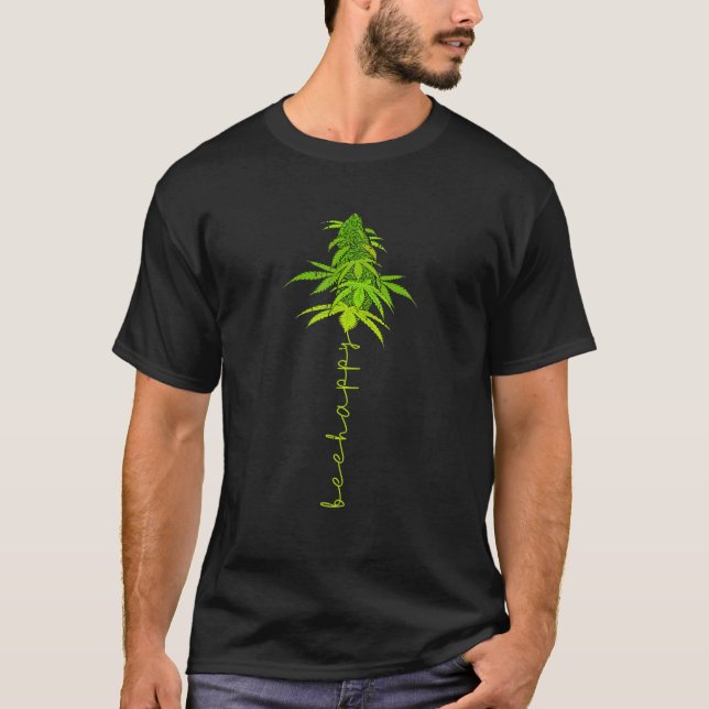 Camiseta Bee Happy Dia de São Patrício Weed Marijunaa Stone (Frente)
