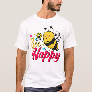 Camiseta Bee Happy Flower Cartoon