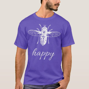 Camiseta Bee Happy Playful Vintage Graphic Tee Design