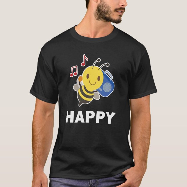Camiseta Bee Happy Smile Face Cute Happy Peace Smiling Face (Frente)