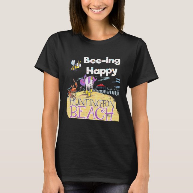 Camiseta Bee ing Happy by Unicorn Jazz in Huntington Beach (Frente)