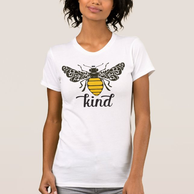 Camiseta Bee Kind | Seja gentil | Ornamentado Bee T-Shirt (Frente)