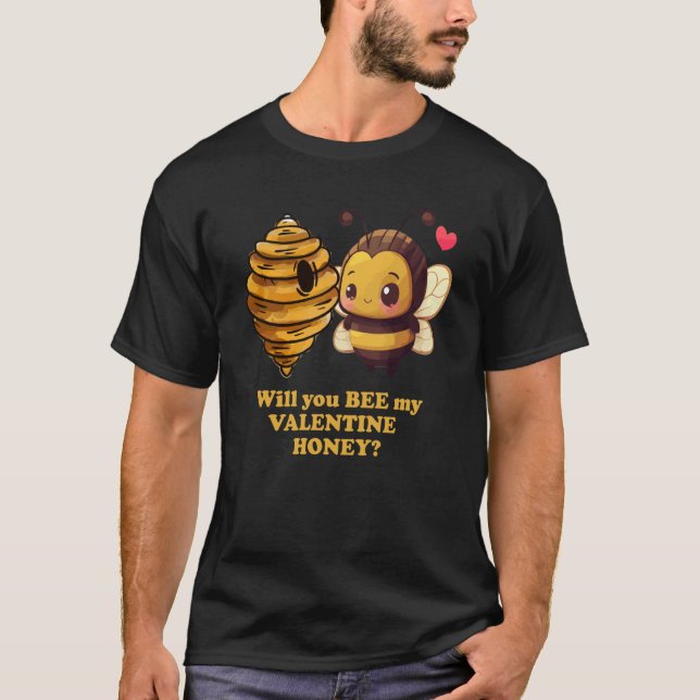 Camiseta Bee My Valentine Honey Cute Valentines Day Couples (Frente)