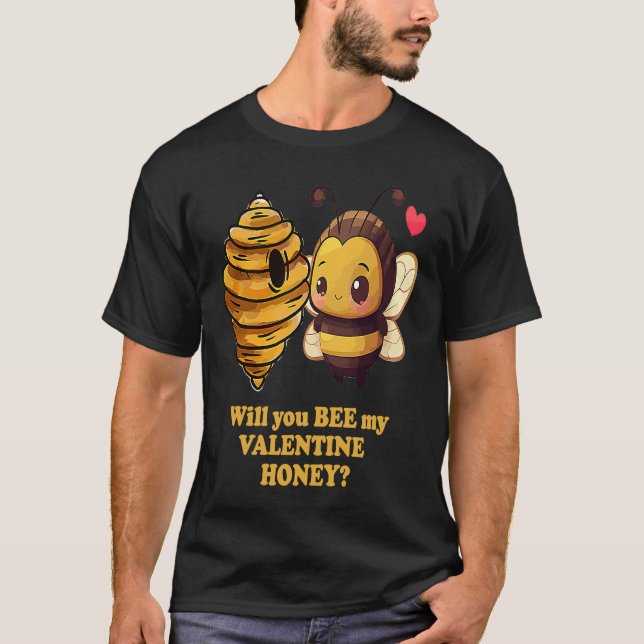 Camiseta Bee My Valentine Honey Cute Valentines Day Couples (Frente)