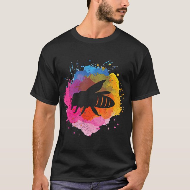 Camiseta Bee Retro Watercolor Splash Gift (Frente)