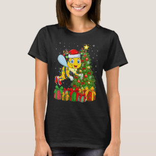 Camiseta Bee Xmas Holiday Papais noeis Bee Árvore de Natal