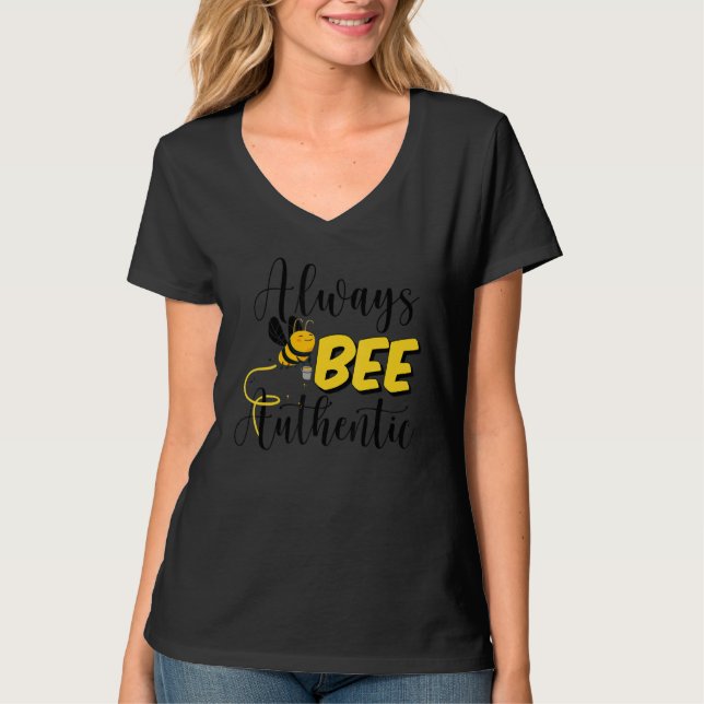 Camiseta Beekeeper Engraçado Sempre Bee Authentic Honey Bee (Frente)