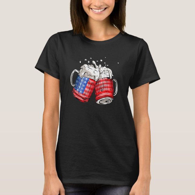 Camiseta Beer American Flag 4 De Julho (Frente)