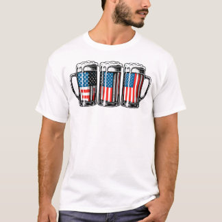 Camiseta Beer American Flag 4 De Julho Men Merica Bebendo