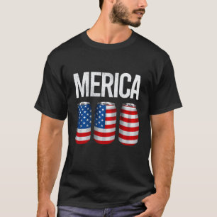 Camiseta Beer American Flag 4 de julho Merica Bebendo EUA