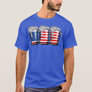 Camiseta Beer American Flag 4 de julho Vintage Merica EUA 