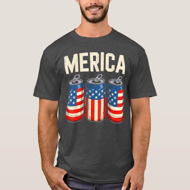 Camiseta Beer American Flag 4th Of July Merica USA Men Wome (Frente)