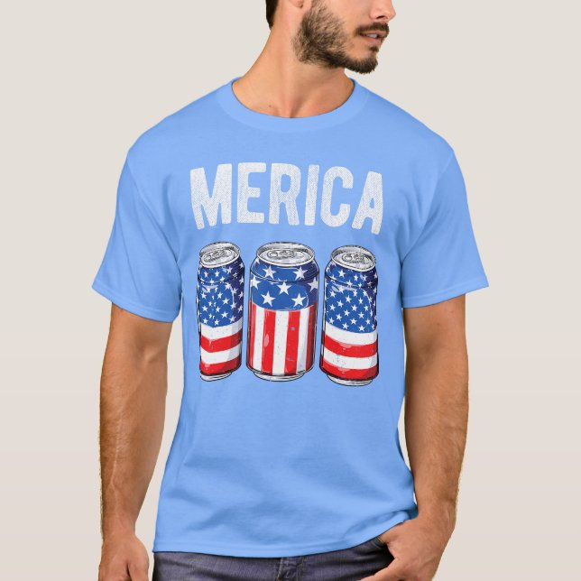 Camiseta Beer American Flag 4th Of July Merica USA Men Wome (Frente)