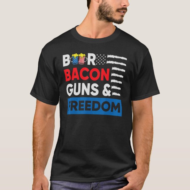 Camiseta Beer Bacon Guns E Liberdade 4 De Julho (Frente)
