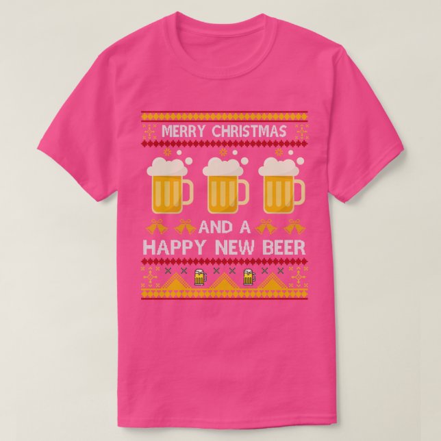 Camiseta Beer Bebendo Engraçado Natal Feia Bebê (Frente do Design)
