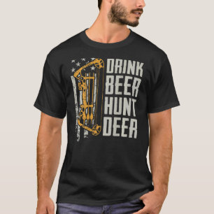 Camiseta Beer Beer Hunt Deer Arco caçando Bebendo Archery