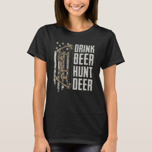 Camiseta Beer Beer Hunt Deer Engraçado Archery Arco caçando