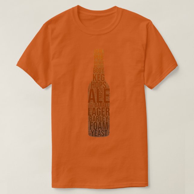 Camiseta Beer Bottle Word Art T (Frente do Design)