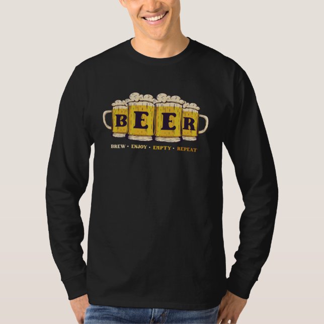 Camiseta Beer Brew Enjoy Empty Repeat Personality Beer (Frente)