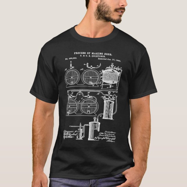 Camiseta Beer Brewing Patent Brewery Plans Beer Geek Brewma (Frente)