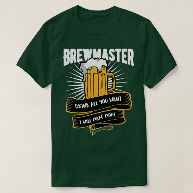 Camiseta Beer Brewmaster Beba o que quiser. (Frente do Design)