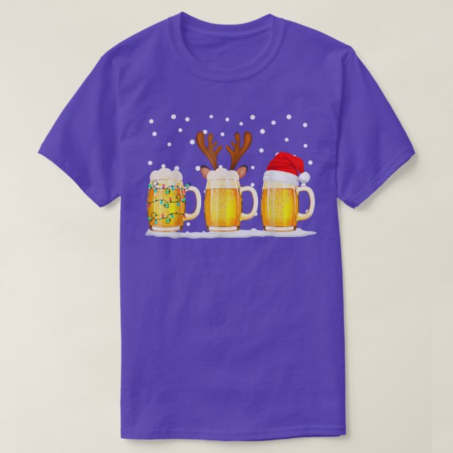 Camiseta Beer Christmas Mug Santa Reinbeer Xmas lights  (Frente do Design)
