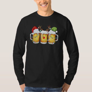 Camiseta Beer Christmas Mug Santa Reinbeer Xmas Tree Lights