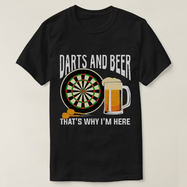 Camiseta Beer Darts E Beer Por Isso Estou Aqui (Frente do Design)