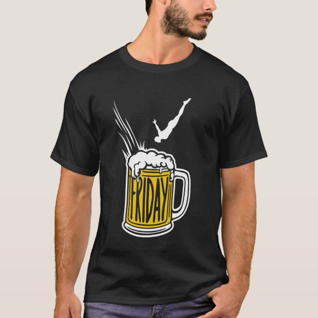 Camiseta Beer Dive Sexta-Feira - Bebendo De Cerveja Engraça (Frente)