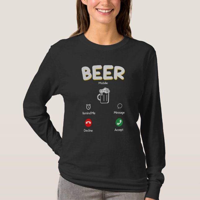Camiseta Beer Drinker Bebado Para Mulheres Pais (Frente)