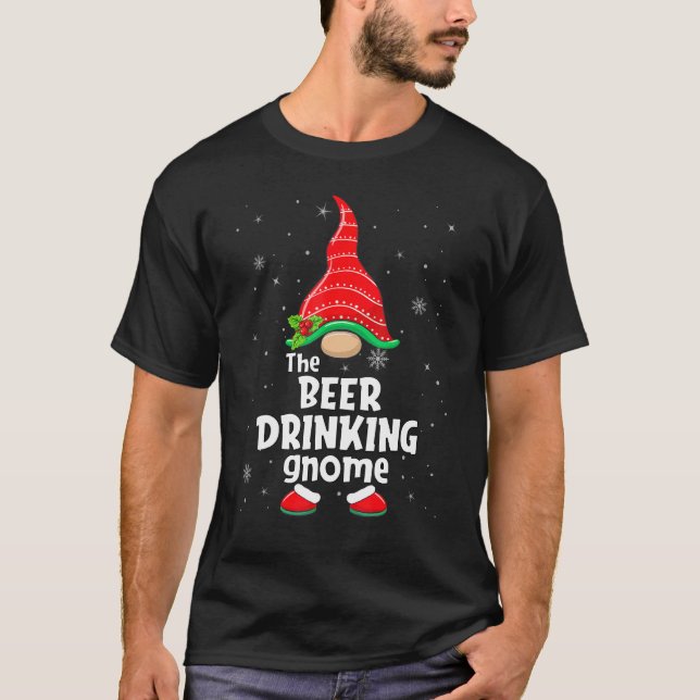 Camiseta Beer Drinking Gnome Matching Family Group Christma (Frente)