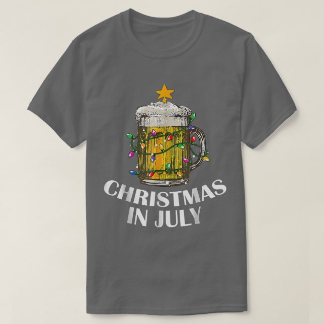 Camiseta Beer Drinks Funny Xmas Tree Lights Summer Christma (Frente do Design)